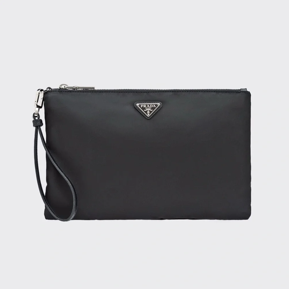 Prada Black Saffiano and Nylon Pouch - 100% AUTHENTIC